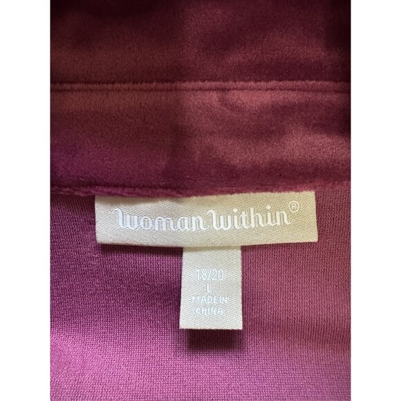 Woman Within Velour Button Up Tunic Shirt Size 18/20 Large Long Sleeve Stretch - Picture 3 of 11